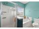 Bright bathroom offers separate shower and tub at 5224 Stonewall Dr, Summerville, SC 29485