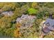 Charming aerial view of a home nestled amongst mature trees in a well-landscaped neighborhood at 66 New Settlement Rd, Kiawah Island, SC 29455