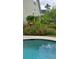 Vibrant poolside garden displaying colorful blooming flowers complemented by tropical banana plants and refreshing pool waters at 711 Farm Cottage Ln, Charleston, SC 29412