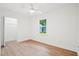 Bright bedroom with light wood floors, ceiling fan and large closet at 920 Julia St, Charleston, SC 29412