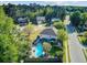 Aerial showcases a private backyard with pool in a desirable residential neighborhood at 101 Writing Ct, Ladson, SC 29456