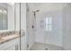 Modern bathroom with white subway tile shower and granite countertops at 1063 Hills Plantation Dr, Charleston, SC 29412