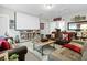 Spacious living room featuring a large screen, leather furniture, built-in shelving and decor at 113 Sugarberry Way, Summerville, SC 29485