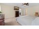 Spacious main bedroom with ceiling fan, neutral paint, carpet flooring, and ample natural light at 143 Basket Grass Ln, Summerville, SC 29486