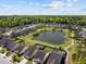 A residential neighborhood with a pond, surrounded by green spaces, homes, and tree-lined streets at 187 Brittondale Rd, Summerville, SC 29485