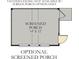 Diagram of optional screened porch at 191 Belfort Pl, Summerville, SC 29486