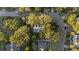 Aerial view of a home nestled among lush greenery and a curving street at 2 Wills Way, Isle of Palms, SC 29451
