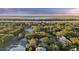 Aerial view showcasing community homes nestled among trees with a view of the coast at 2 Wills Way, Isle of Palms, SC 29451
