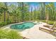 Inviting backyard pool area with lounge chairs, travertine deck, and lush landscaping at 2111 Nicholas David Path, Johns Island, SC 29455