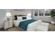 Spacious main bedroom with plush bedding, stylish decor, and plenty of natural light from the large windows at 225 Denham St, Summerville, SC 29486