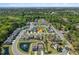 Aerial view of the neighborhood showcasing the well-maintained landscaping, water features, and varied home styles at 2823 Dearmin Dr, Mount Pleasant, SC 29466