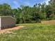 A spacious backyard surrounded by lush greenery and yellow wildflowers at 320 Bedford Rd, Cross, SC 29436