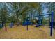 Fun playground with a climbing train, swings and slides, surrounded by trees and fencing at 3502 Stockton Dr, Mount Pleasant, SC 29466