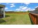 A large backyard with stained wood fence that backs up to a pond with lush green trees at 364 Deep River Rd, Summerville, SC 29486