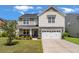 Charming two-story home with stone accents, a well-manicured lawn, and a two-car garage at 364 Deep River Rd, Summerville, SC 29486