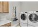 Functional laundry room with modern washer and dryer, plenty of counter space, and overhead cabinet storage at 3968 Hanoverian Dr, Mount Pleasant, SC 29429