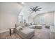 Living room with neutral walls, carpet, comfy sectional and fan at 4332 John Hatch Dr, Johns Island, SC 29455