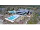 Breathtaking aerial view of the multi-story building with the pool, lounge area and landscape at 4338 Sea Forest Dr, Kiawah Island, SC 29455