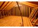 Unfinished attic space featuring exposed wood beams and potential for storage or expansion at 731 Pitt St, Mount Pleasant, SC 29464