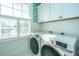 Laundry room with a new washer and dryer, white cabinetry, and hexagon tile floors at 1075 Avenue Of Oaks, Charleston, SC 29407