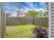 Backyard with a wooden fence and grass with some landscaping at 1314 Garland St, North Charleston, SC 29420