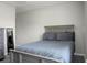 A serene bedroom with neutral gray walls and matching gray bedspread and headboard at 1314 Garland St, North Charleston, SC 29420