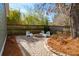 Cozy outdoor brick paver patio with seating, fire pit, and lush landscaping creates a private oasis at 1504 Galloway Ln, Charleston, SC 29412
