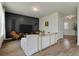 Spacious living room featuring a dark accent wall and wood floors at 163 Cypress Plantation Rd, Moncks Corner, SC 29461
