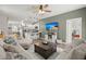 Open-concept living room with a view of the kitchen, TV, and neutral-toned furnishings at 223 Goshen Rd, Moncks Corner, SC 29461