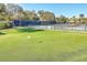Well-maintained putting green with flags, set against a backdrop of tennis courts and lush greenery at 26 Edgewater Aly, Isle of Palms, SC 29451