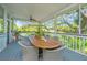 Screened porch showcases a dining table with seating, offering serene outdoor dining with a view at 2629 Goldbug Ave, Sullivans Island, SC 29482