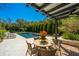 Relaxing outdoor area with a refreshing swimming pool and comfortable lounge chairs surrounded by lush landscaping at 2629 Goldbug Ave, Sullivans Island, SC 29482