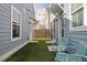Artificial turf backyard featuring lighting and outdoor seating, creating an inviting and low-maintenance space at 2743 Calico Bass Ln, Johns Island, SC 29455