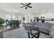 Open-concept living room and kitchen area with hardwood floors, a sectional sofa, and barstool seating at 309 Torslanda Ln, Summerville, SC 29486