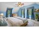 Comfortable main bedroom with a king-sized bed, blue walls, and lots of natural light at 345 Mentor Rd, Summerville, SC 29483