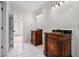 Bathroom featuring a double sink vanity and a decorative sunburst design at 349 Mentor Rd, Summerville, SC 29483