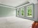 Spacious bedroom with plush carpet, tray ceiling, and multiple windows with views of the backyard at 349 Mentor Rd, Summerville, SC 29483