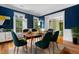 Dining room with blue walls, hardwood floors, and natural light at 349 Mentor Rd, Summerville, SC 29483