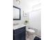 Chic bathroom featuring a blue vanity, modern fixtures, and a shower with curtain at 3718 Sandy Gate Ln, Mount Pleasant, SC 29466