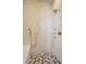 Close-up of a luxurious marble tiled shower with gold fixtures at 546 Towles Crossing Dr, Johns Island, SC 29455
