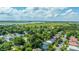 Stunning overhead view of a charming neighborhood, a winding river, and lush greenery under a partly cloudy sky at 1011 Ashley Ave, Charleston, SC 29403