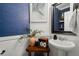 Chic powder room featuring a pedestal sink and stylish decor at 106 Abigale Ln, Summerville, SC 29483