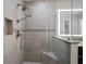 Modern shower with dual shower heads, glass enclosure, and a convenient built-in seat at 11 Harleston Pl, Charleston, SC 29401