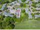 Aerial view of townhomes with parking, landscaping, and green space, offering a serene residential setting at 1307 Ventura Pl, Mount Pleasant, SC 29464