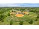 Aerial view of baseball fields, showcasing well-maintained diamonds and green spaces for sports and community activities at 134 Comiskey Park Cir, Summerville, SC 29485