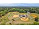 Aerial view of baseball fields, highlighting well-maintained facilities and lush green spaces for sports and recreation at 134 Comiskey Park Cir, Summerville, SC 29485