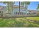 Fenced backyard offering privacy, with a screened porch and patio area, ideal for outdoor activities at 134 Comiskey Park Cir, Summerville, SC 29485