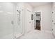 Modern bathroom with a glass-enclosed shower and white subway tile at 1543 Gemstone Dr, Mount Pleasant, SC 29464