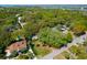 Aerial view highlighting a home nestled among mature trees with a well-maintained lawn at 17 24Th Ave, Isle of Palms, SC 29451