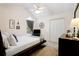 Cozy bedroom featuring a vaulted ceiling, ceiling fan, and a comfortable bed at 192 Bamert St, Summerville, SC 29483